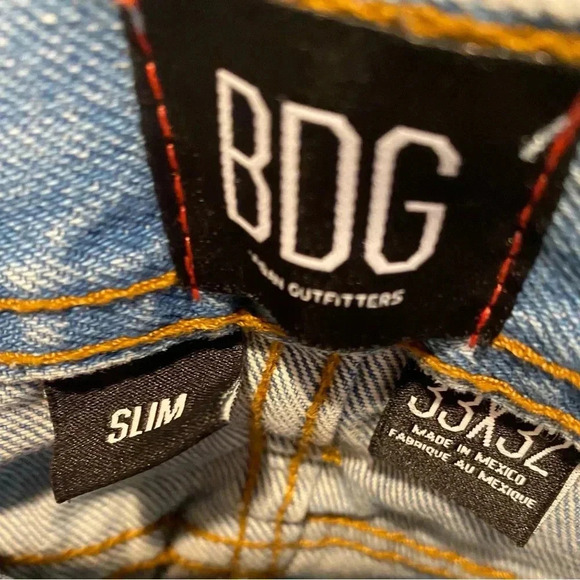Urban Outfitters BDG Men’s Light-wash 100% Cotton Denim Jeans 33x32 Slim EUC - Picture 4 of 13